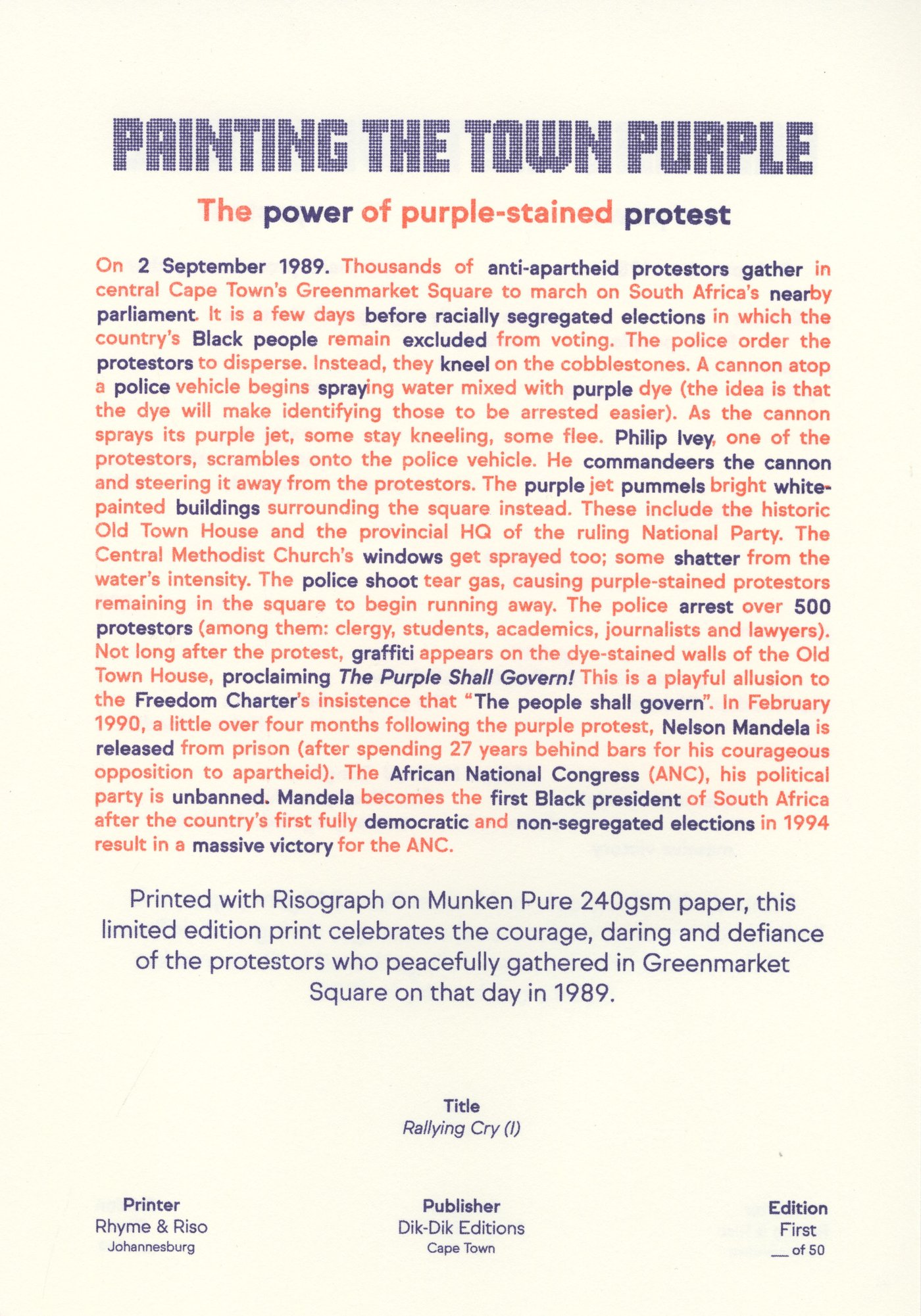 Each of the 50 limited edition prints comes with an A5-sized explainer that includes a hand-numbered edition number.